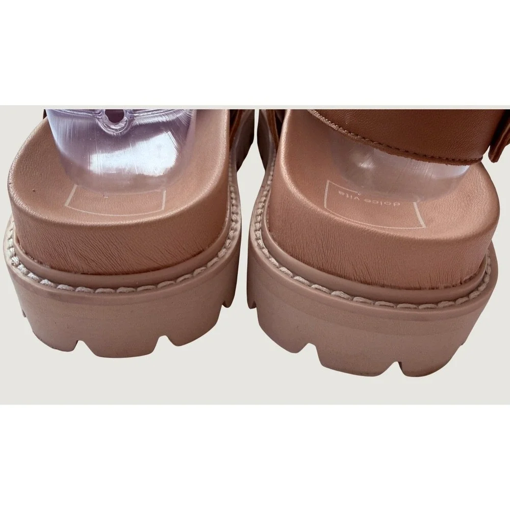 Dolce Vita Womens Brown Spotted Calf Hair Croc Platform Lug Sole Sandals 9.5